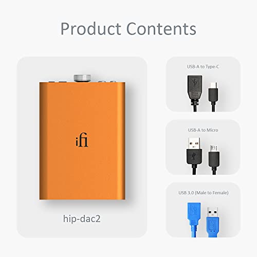 iFi Hip-dac2 - Portable Balanced DAC Headphone Amplifier for Android, iPhone with USB Input Only/Outputs: 3.5mm Unbalanced / 4.4mm Balanced – MQA Decoder - color: Orange