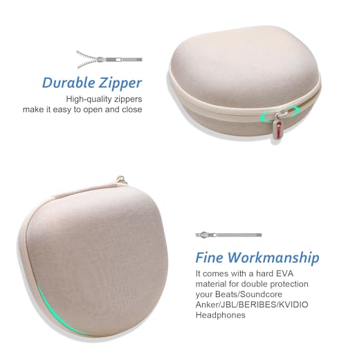 Headphone Case for JLab/Beats/TOZO/JBL/BERIBES/Picun Etc Headphones, Cream | for JLab JBuds Lux ANC/Go Lux ANC, Beats Studio Pro/Solo 4 3,TOZO HT3,KVIDIO Etc Headphone, Hard Shell Case for Travel Home - color: Cream