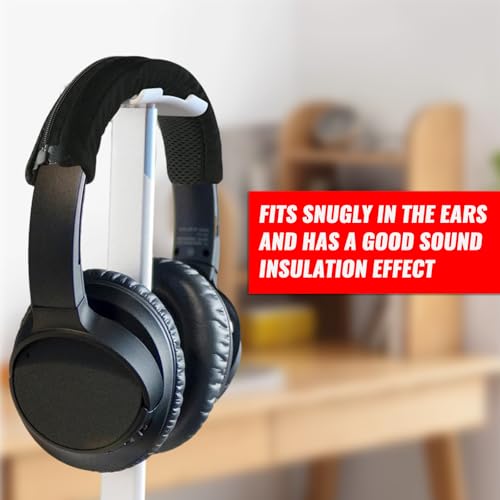 2 Pcs Headphone Headband Cover with Zipper Installation, Black