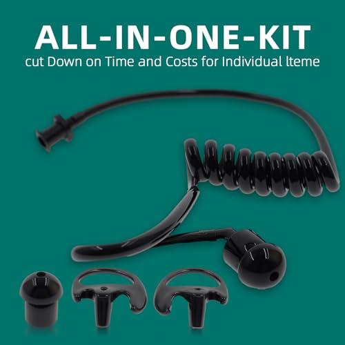 AUTOKYA Pair Black Accoustic Ear Tube Black Medium Earmold for Police Radio Earpiece
