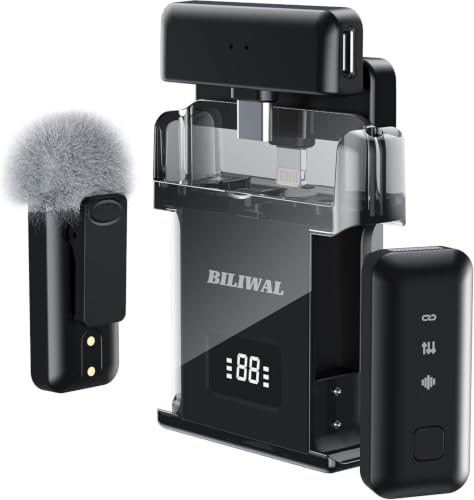 BILIWAL Wireless Lavalier Microphone for iPhone/Android/Laptop
