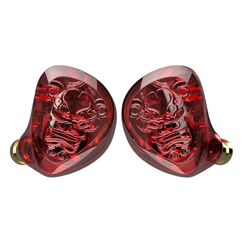 TANGZU Wan'er S.G II Red Lion in Ear Monitor, Gaming IEM Earphones, HiFi Wired Earphones with Silicone Headphone Organizer, Tang Sancai Wide Bore Eartips, Sonic Eartips (Red, 3.5mm with Mic) - size: 3.5mm Jack with Mic
