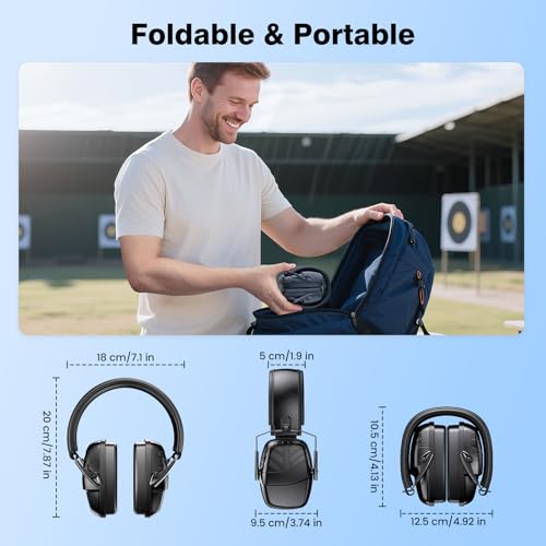 2Pack Ear Protection NRR 35dB Hearing Protection Ear Muffs for Shooting - color: Black