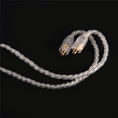 MMCX Connector Silver Plated Pure Copper Earphone Cable for SE215 SE535 SE846, Replacement Detachable Headphone Cable with 3.5mm Plug for High - Fidelity Audio (Silver Straight) - size: silver straight