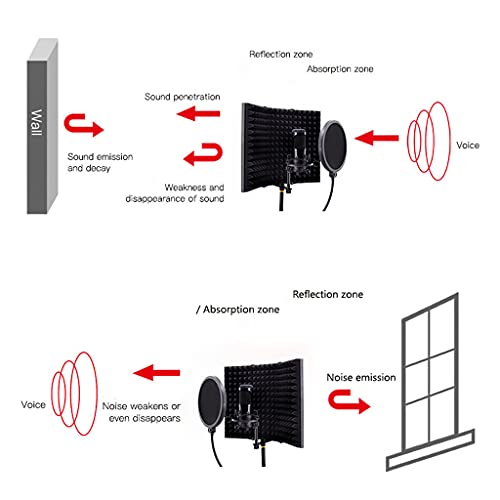 28cm Panel Height Mic Sound Absorbing Foam Reflector Metal Materials Professional Foldable Portable Props