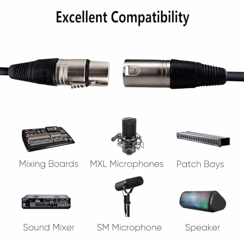 5 Pin XLR Connector, XLR Microphone Cable, Balanced Male to Female Connections for Microphone and Audio Interface (5 Meter/16.4Ft)