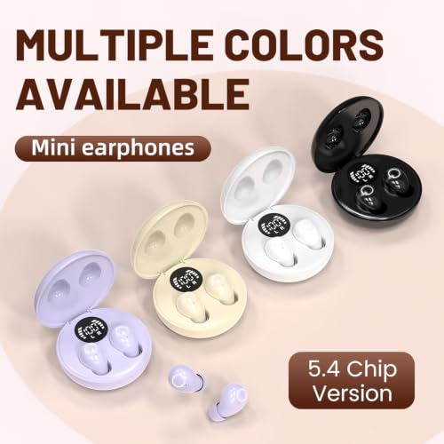 Invisible Sleep Earbuds,Mini Sleep Earbuds Headphones Wireless Bluetooth 5.4,Mini Invisible Wireless Earbuds for Small Ear Canals,Soft in-Ear Ear Plugs for Sleeping Small Ears Gym (Black) - color: Black