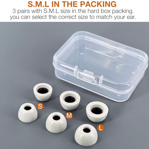 Replacement Memory Foam Eartips for EarFun Air Pro 3 /Pro 4 Earbuds | Ultra Soft & Durable Ear Tips,Earbuds Accessories, 3 Pairs, White
