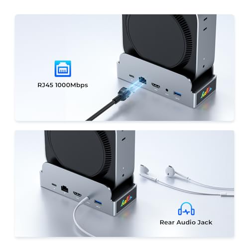 MiniDock Mac mini M4 Dock and Stand, 11-in-1 USB-C Hub with 8TB M.2 NVMe SSD Enclosure, Smart Display, 4K@60Hz HDMI, Gigabit Ethernet, SD/TF, 3.5mm Audio, PD Charging, for Mac mini/Pro/Air/Windows - color: Gray