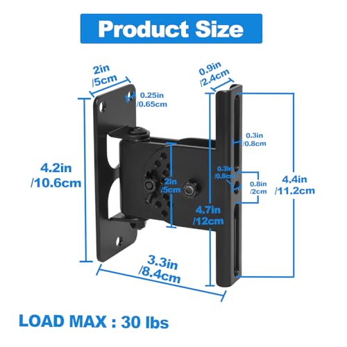 Speaker Wall Mount, Swivel and Tilt, 2 Packs, Hold up to 30lbs | All Metal Column Speaker Mount, Easy DIY Assembly, HD-626 , Black - style: HD-626
