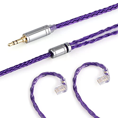 Linsoul Tripowin Zonie IEM Cable, 16 Core Silver Plated Earphone Upgraded Cords, 1.25m SPC in Ear Monitor Cable for KZ ZS10 PRO 2 AS10 PRO Tangzu Wanโer SIMGOT EM6L(Recessed 2pin, 4.4mm)(Violet) | 4.10 ft SPC in Ear Monitor Cable for KZ ZS10 Pro 2 AS10 Pr