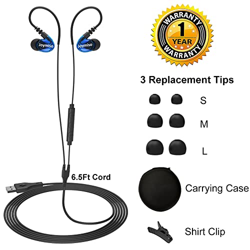6.5Ft Long Cord Wired USB Earbuds Headphones with Microphone for PC Laptop | Clear Sound, Over Ear Hook, Case, Control, Mute Function, for Computer Desktop MacBook Chromebook PS4 PS5, Work Calls Gaming