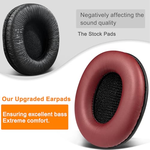 SOULWIT Replacement Earpads for Sony MDR-7506 MDR-V6 MDR-V7 MDR-CD900ST Monitor Headphones, Ear Pads Cushions with Softer Protein Leather, High-Density Foam - Burgundy - color: Burgundy