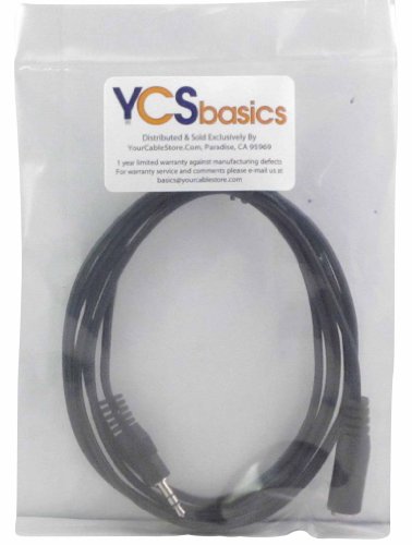 YCS basics 6 Foot 3.5mm Stereo Headphone/AUX Extension Cable Male/Female - size: 006 Ft