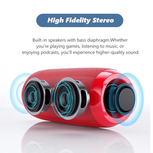 T&G TG Portable Bluetooth Speaker, IPX4 Waterproof Wireless Speaker, Red - color: Red