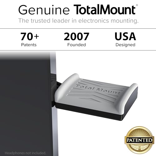 TotalMount Hidden Monitor Stand for Headphones – Does Not Block Monitor | Designed in USA: Premium-Grade Holder Saves Desk Space While Protecting Headphones and Headsets – Removable Adhesive Strips