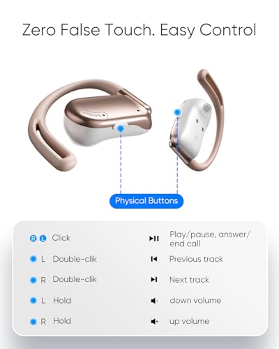 Open Ear Headphones, 48H Playtime for Workout, Gold Rose | 0.28oz Lightweight Next-Gen Bluetooth 5.4 Air Conduction Wireless Earbuds w/Extra Bass, ENC Mic, IPX5, 3 EQ Mode - color: Gold Rose