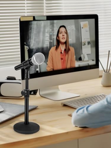 InnoGear Desktop Microphone Stand Holder Mic Stand Desk Mount for Fifine | for Shure Blue Yeti, All-Metal Construction, Weighted Iron Base, Height Adjustable, 3.3lb Weight Capacity