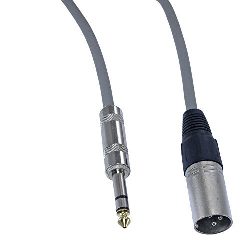 1/4" TRS to 3 Pin XLR Male Pro Audio Patch Cable Balanced and Shielded (3 Foot Feet ft Long, Gray) - color: Gray, size: 3 ft long