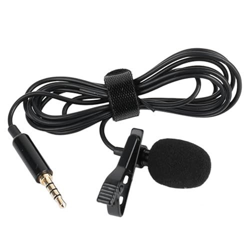 Keenso 360 Degree Clamp/Holder On Lavalier Lapel Mic Windscreen 3.5mm Interface Long Cable for Clear Sound Pickup Wired Microphone Black