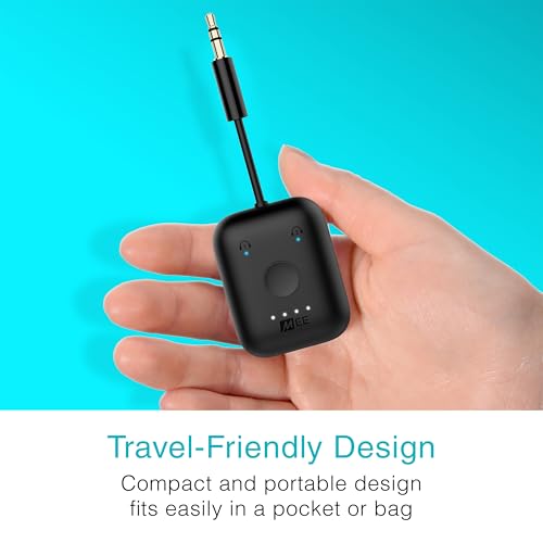 MEE Audio Connect Air in-Flight Bluetooth Wireless Audio Transmitter Adapter for up to 2 AirPods/Other Headphones; Works with All 3.5mm Aux Jacks on Airplanes, Gym Equipment, TVs, & Gaming Consoles - color: Black, style: Connect Air