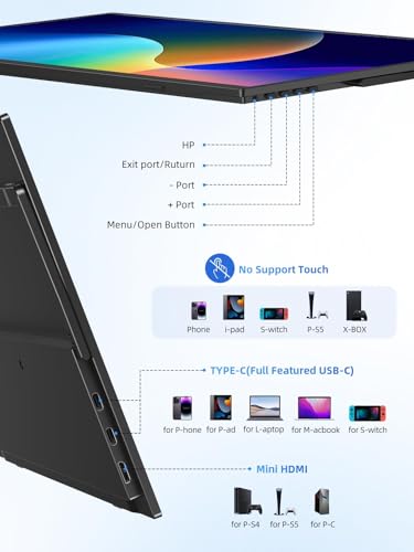 UPERFECT Portable Monitor Touchscreen 15.6 Inch 125% sRGB Travel Monitor - size: 15.6 inch