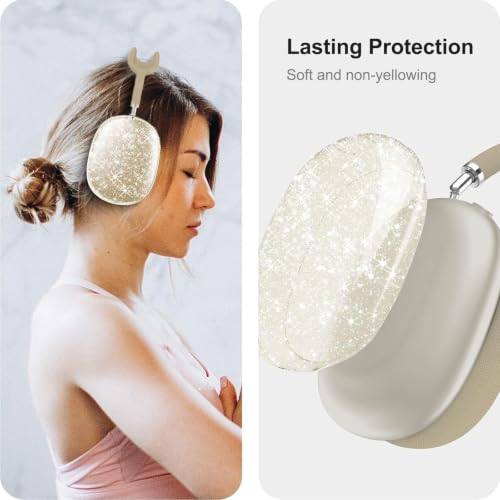 MOLOPPO 3 in 1 Case Cover Compatible with AirPods Max 2/1, Starlight Glitte | Anti-scratch Clear Soft TPU Ear Cups /Silicone Ear Pad Case /Headband Cover for AirPods Max, Transparent Accessories for Max - color: B1-Starlight Glitter
