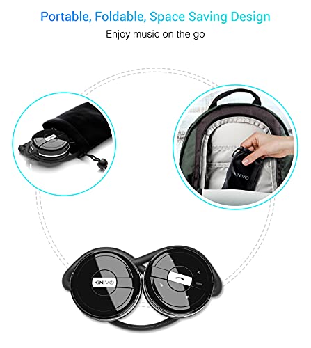Kinivo BTH240 Bluetooth Headphones On-Ear, Wireless Music, Calling, Mic | Sports Running Headphones (Hands-Free Calling, Built-in Mic, Foldable, Travel Bag) Bluetooth Headset for running gym workout - size: BTH240