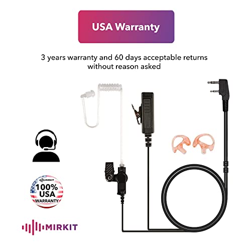 Walkie Talkie Earpiece with Mic K2-Pin Compatible with Baofeng BF-F8HP, UV-82L, UV 5R, BF-F8HP, UV-5R MK 3/4/5, UV-82 MK 3/4/5 - Radio Earpiece with Mic Acoustic Tube Earpiece Push to Talk Microphone - style: Earset