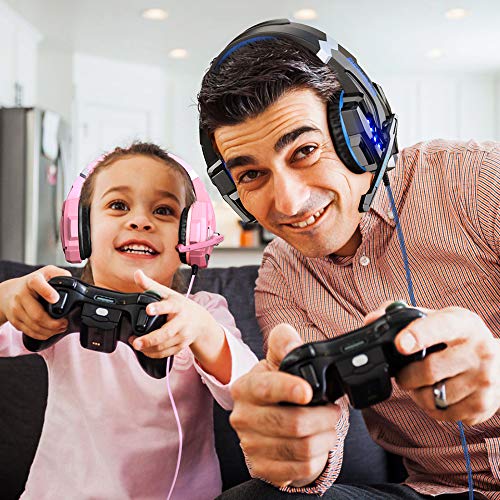 BENGOO G9000 Stereo Gaming Headset for PS4 PC Xbox One PS5 Controller, Noise Cancelling Over Ear Headphones with Mic, LED Light, 7.1 Surround Sound, Soft Memory Earmuffs for Nintendo Xbox Series X|S - color: Blue