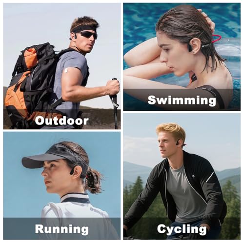 Swimming Headphones, Night Running Bone Conduction Earphones with 6 color LED Strip, Bluetooth 5.4 & IP68 Waterproof/32G MP3 Memory/8H Playtime Wireless Open-Ear Headphones for Swim Cycling Marathon