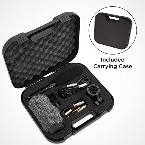 Professional Video & Broadcast Microphone | 10.8" Unidirectional Condenser Shotgun Mic for Indoor & Outdoor Film, Interview & Studio Recording for Camcorders and DSLR Camera - Black