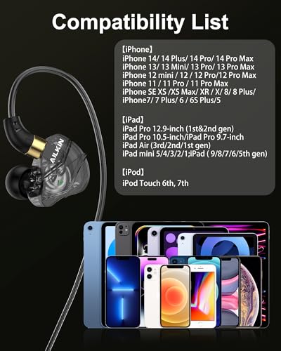 Lightning Earbuds for iPhone, Wired Headphones with Noise Isolating Stereo | Microphone & Volume Control Earphones Compatible with iPhone 14 13 12 11 Pro Max XR SE, Over Ear Earphones for Music Gaming