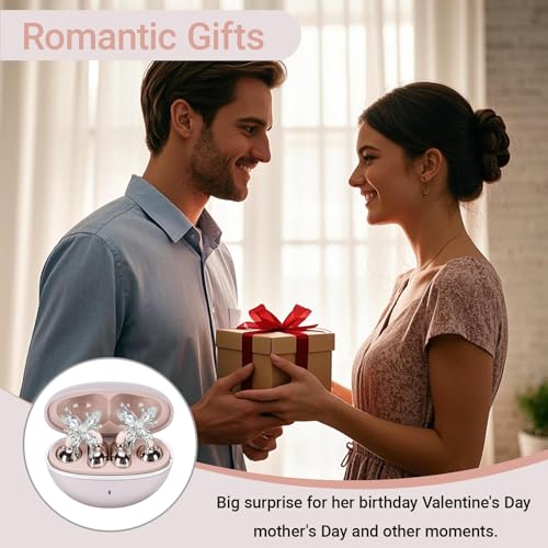 2026 New Jewelry-Inspired Clip-On Earbuds with Detachable Sparkle Butterfly Earrings, Bluetooth 6.0, Cute Wireless Headphones for Women, 50H Playtime, Low Latency, Sports & Workouts (Rose Gold) - color: Rose Gold