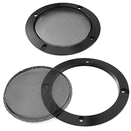 Facmogu 2PCS 6.5in Audio Speaker Mesh Cover, Speaker Protective Grille with Black Wire Mesh & Metal Glossy, Steel Mesh Speaker Cover with 8PCS Screws for Loudspeaker Mounting - color: Black, size: 6.5 Inch