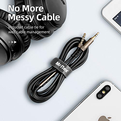 Mr Rex 2.5mm to 3.5mm Audio Aux Cable Headphone Replacement Audio Cable Cord Wire with in Line Mic Volume Control for Bose 700 QuietComfort QC45 QC35II QC35 QC25, JBL E45BT E55BT E65BTNC(2-Pack, 5FT) - size: 5ft / 1.5m (2-Pack)