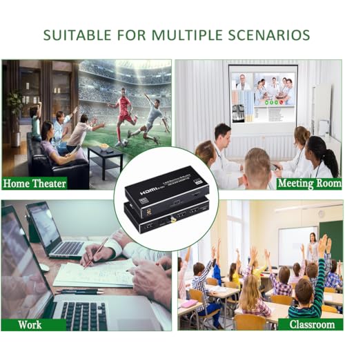 HDMI Splitter 1 in 2 Out, 4K@60Hz HDMI Splitter 1x2 with Audio Extractor 3.5mm Audio Jack + Coaxial + Optical Toslink SPDIF for Xbox, PS4, Blu-ray