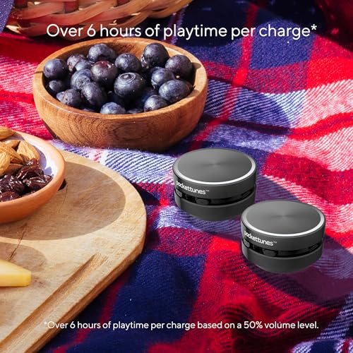 PocketTunes Bone‑Conduction Bluetooth Speakers – 2‑Pack Mini Wireless Speakers, Surface‑Amplifying Sound, True Wireless Stereo, USB‑C Rechargeable, Portable