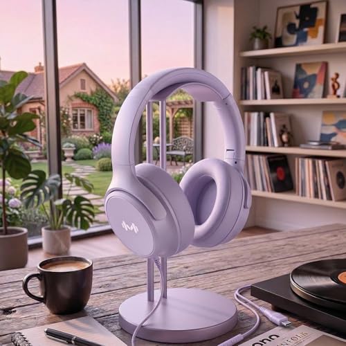Wired Over-Ear Headphones, Mic, 3.5mm, USB-C Adapter, Purple | Over-ear comfort with inline mic, volume control, 3.5mm jack, and USB-C adapter for phones, laptops, PCs, and tablets. - color: Purple