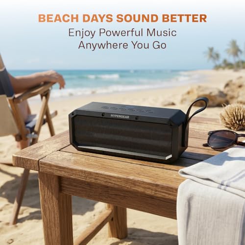 HyperGear BeastXL 30W Bluetooth Speaker - Wireless Portable Speaker with Loud Bass Stereo Sound, IPX6 Waterproof for Indoor/Outdoor Use with Built-in Mic
