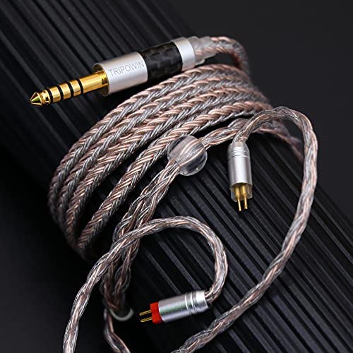 Linsoul Tripowin Jelly 16-Core Hybrid Mixed Conductor IEM Upgrade Cable | 21 Wires Per Core, OCC+Alloy Copper Graphene+OCC Mixed, Braided Wire for Audiophile Musician, 4.4mm, Recessed 2pin - size: 2-Pin 0.78mm, style: 4.4mm