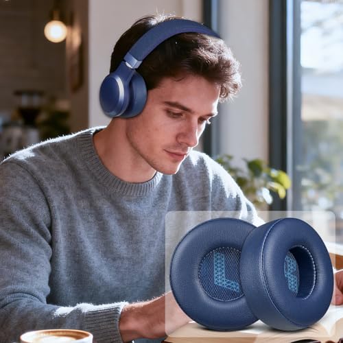 SOULWIT Replacement Earpads for JBL Live 670NC On-Ear Headphones(Do Not Fit Tune 670NC), Ear Pads Cushions with Soft Protein Leather and High-Density Noise Isolation Foam - Navy Blue - color: Navy Blue