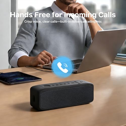 NOBIS 20W Bluetooth Speakers, IP68 Waterproof, Up to 24H Playtime | TWS Pairing, BT 6.0, EQ Mode, TF card & AUX input,Hands-Free Call with App Control for Outdoor, Travel, Home - color: Black