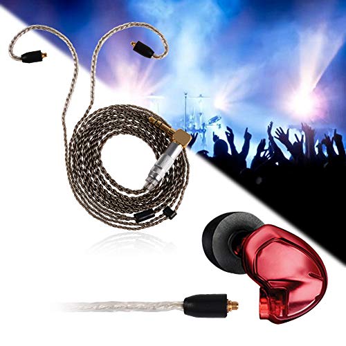 MMCX Connector Silver Plated Pure Copper Earphone Cable for SE215 SE535 SE846, Replacement Detachable Headphone Cable with 3.5mm Plug for High - Fidelity Audio (Black Elbow) - size: black elbow