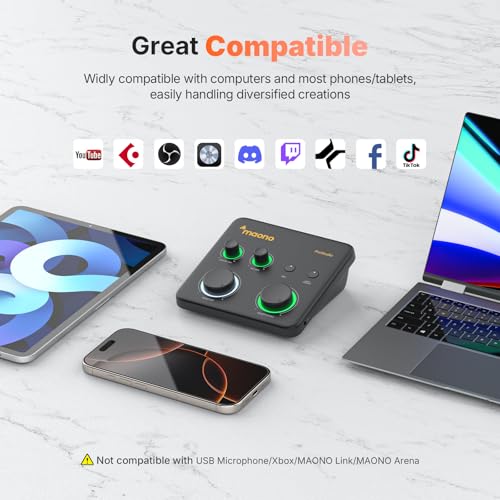 MAONO USB Audio Interface Bundle: Interface with XLR Microphone Headphone 24-bit/192kHz LOOPBACK ASIO Driver for Recording Music Home-Studio Guitar Podcast Streaming PC DAW(PS22+PD100S+MH700)