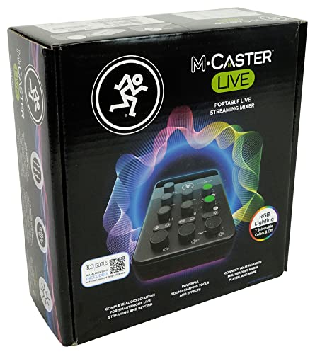 Mackie M-Caster Live Portable Streaming Mixer, Ultra-Compact, USB Connectivity, Customizable RGB Lighting, Connects to Smartphone (Black - 2053280-00) Bundle with 1-YR CPS Enhanced Protection Pack