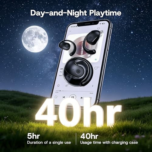 Open Over Ear Earbuds Open Ear Headphones Wireless Bluetooth | Over The Ear Earbuds That Don'T Go In Your Ear Air Conduction With Awareness Of Surroundings With Over-Ear Hooks - color: Black
