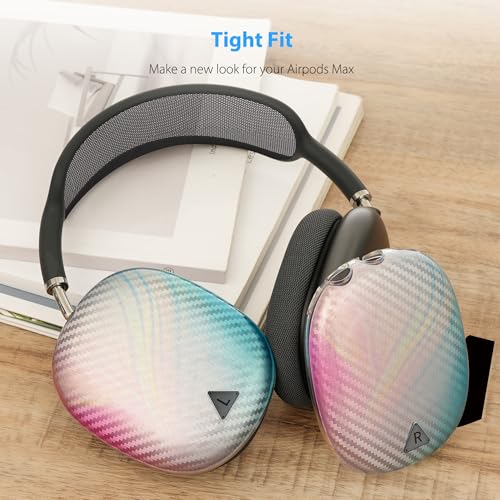 Carbon Fiber Texture Case Cover for AirPods Max Headphone, TPU Anti-Scratch Ear Cup Cover, Protective Skin Accessories for Apple AirPods Max(2024/2020) - Purple - color: Purple