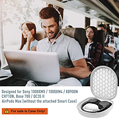 ProCase Hard Travel Case for Sony Headphones -Grey | Fits WH-CH720N/WH-CH710N/WH-CH520/WH-CH510/WH-1000XM5/WH-1000XM4/WH-XB910N & Bose 700, Carrying Bag with 2 Dust Covers - color: Grey