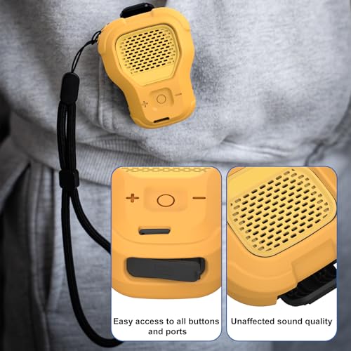 CYBERGUYS Silicone Case for DEWALT Wearable Bluetooth Speaker, Yellow | Durable Shock-Proof Non-Slip Protective Cover for DEWALT Mini Speaker w/Lanyard, Small Lightweight & Easy-to-Install Sleeve - color: Yellow